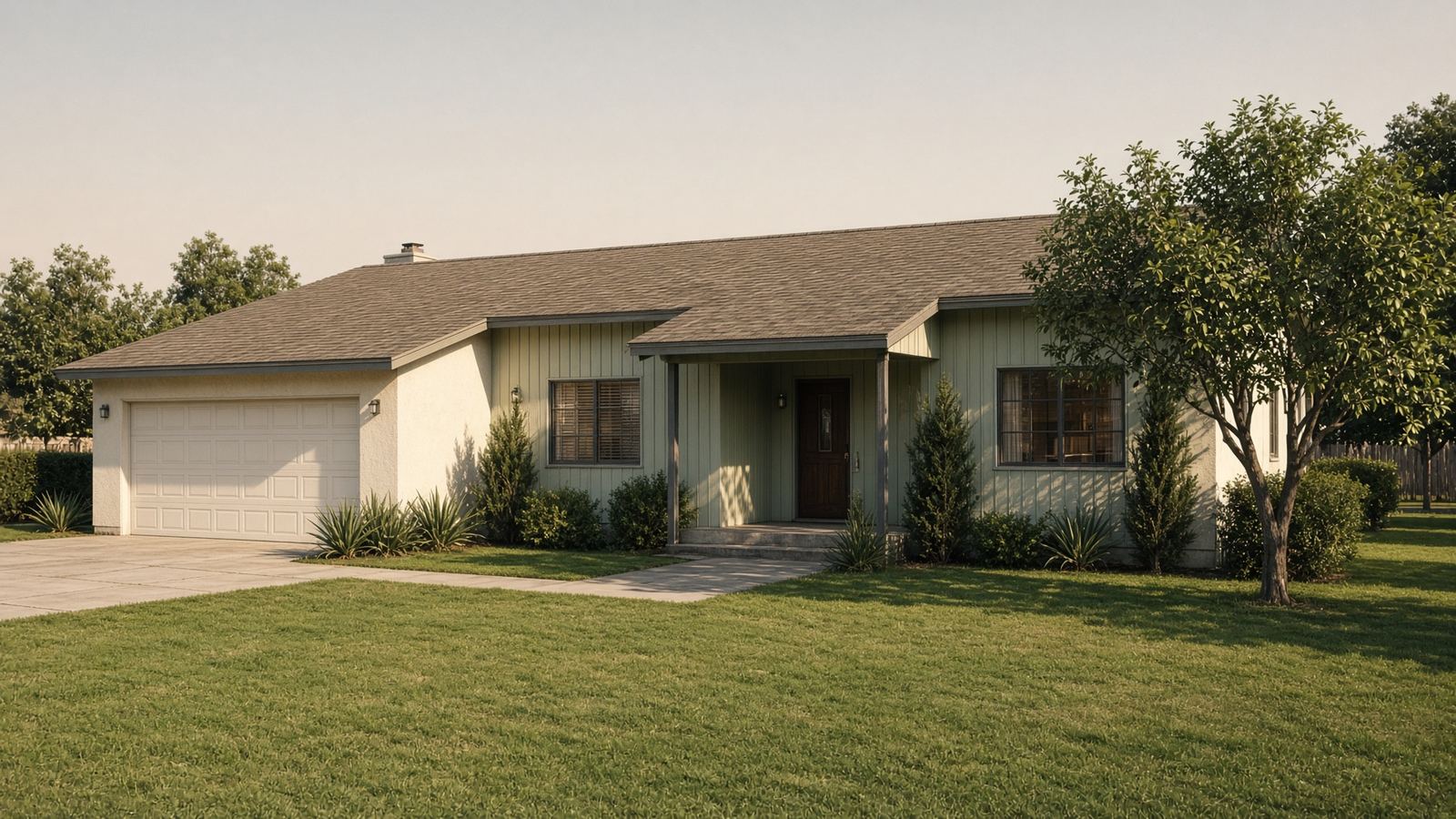1950s San Fernando Valley ranch house in afternoon light